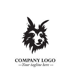 Loyal Head of Dog Logo Symbol in Black on White Background with Modern Minimalist Design