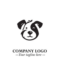 Loyal Head of Dog Logo Symbol in Black on White Background with Modern Minimalist Design