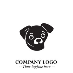 Loyal Head of Dog Logo Symbol in Black on White Background with Modern Minimalist Design