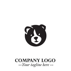 Loyal Head of Dog Logo Symbol in Black on White Background with Modern Minimalist Design