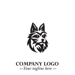 Loyal Head of Dog Logo Symbol in Black on White Background with Modern Minimalist Design