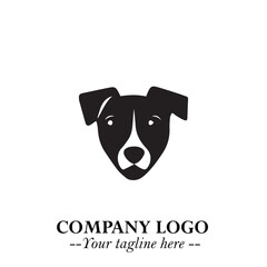 Loyal Head of Dog Logo Symbol in Black on White Background with Modern Minimalist Design