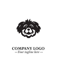 Loyal Head of Dog Logo Symbol in Black on White Background with Modern Minimalist Design