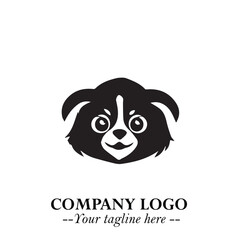 Loyal Head of Dog Logo Symbol in Black on White Background with Modern Minimalist Design