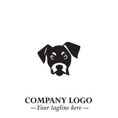 Loyal Head of Dog Logo Symbol in Black on White Background with Modern Minimalist Design