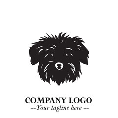 Loyal Head of Dog Logo Symbol in Black on White Background with Modern Minimalist Design