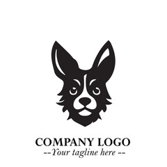 Loyal Head of Dog Logo Symbol in Black on White Background with Modern Minimalist Design