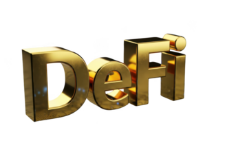 Golden 3d text reads defi isolated on transparent background