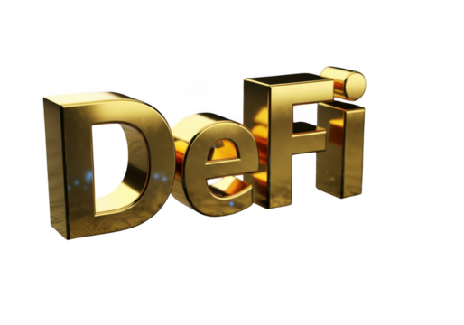 Golden 3d text reads defi isolated on transparent background