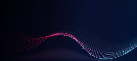 Abstract digital wave technology background. Cyber tech Big data concept,Data Science, corporate business concept
