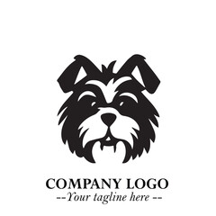 Cute Head of Dog Logo Symbol in Black on White Background with Modern Minimalist Design