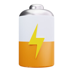 3D Half Battery Energy Indicator Icon