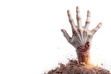 Zombie Hand Emerging from Ground in Horror-Themed Photo for Halloween or Scary Projects