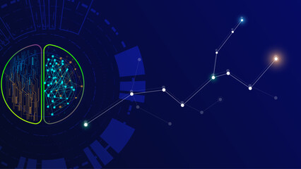 Artificial intelligence concept, brain technology, data analysis, futuristic network