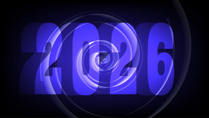 Obraz premium 2026 futuristic background, digital technology abstract, glowing blue neon design