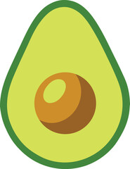 Half Avocado Flat Style Vector Illustration on White Background