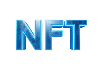 Glowing blue nft text art isolated on transparent background