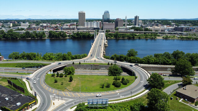 Overlooking downtown Springfield from the other side of Connecticut River, West Springfield, Connecticut 