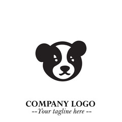 Cute Head of Dog Logo Symbol in Black on White Background with Modern Minimalist Design