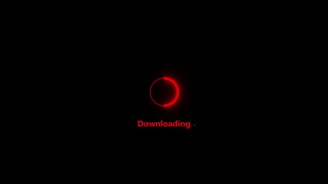 Downloading progress indicator, download process on black background, installing, download icon animation. waiting bar, loader sign, Loading bar symbol