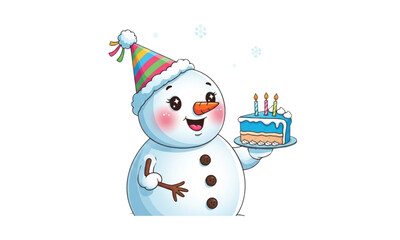 Snowman with cake 