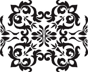 Seamless vintage black and white floral pattern vector illustration with ornate scrollwork and victorian baroque elements