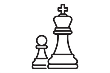 A chess king and pawn depicted in a simple black and white outline