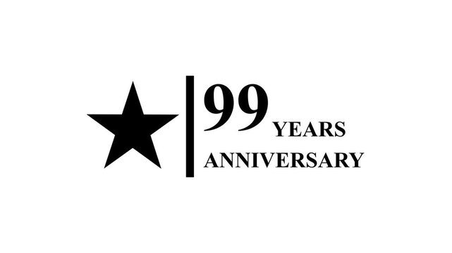 99 years anniversary motion graphic 4K footage with star. 4K motion animation. particles and number. Animated 99 years Birthday Wishes , Background with alpha channel 4k ..