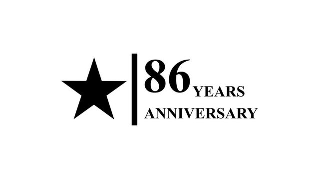 86 years anniversary motion graphic 4K footage with star. 4K motion animation. particles and number. Animated 86 years Birthday Wishes , Background with alpha channel 4k ..