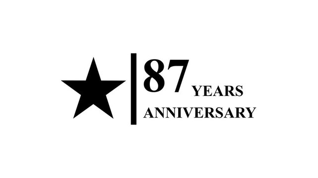 87 years anniversary motion graphic 4K footage with star. 4K motion animation. particles and number. Animated 87 years Birthday Wishes , Background with alpha channel 4k ..