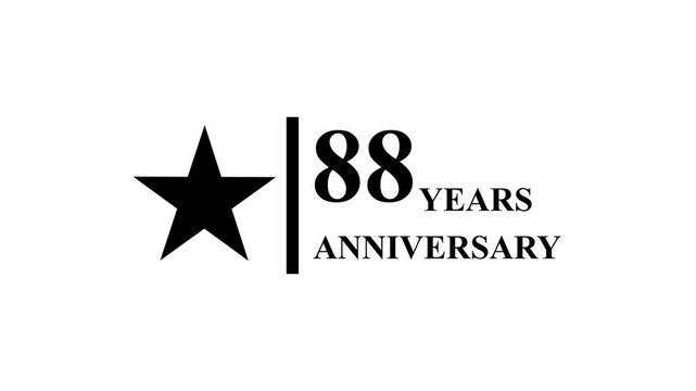 88 years anniversary motion graphic 4K footage with star. 4K motion animation. particles and number. Animated 88 years Birthday Wishes , Background with alpha channel 4k ..