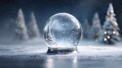 Naklejka na ściany i meble Empty snow globe mockup minimalist crystal ball for Christmas souvenirs and winter templates with blank space for personalized messages branding product display invitation card design Naklejka na ściany i meble Empty snow globe mockup minimalist crystal ball for Christmas souvenirs and winter templates with blank space for personalized messages branding product display invitation card design