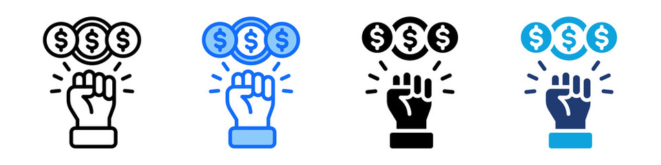 Financial Empowerment Icon Set Multi Style Vector Illustration