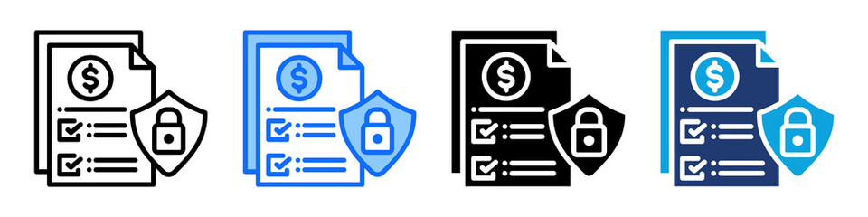 Secured Loans Icon Set Multi Style Vector Illustration