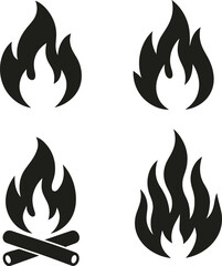 Fire icon vector set, Fire flame symbol.
