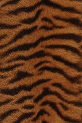 Fototapeta premium Close-up of tiger fur texture with vivid orange and black stripes, detailed animal pattern background for textile, fashion design, wildlife concept, and natural surface inspiration 
