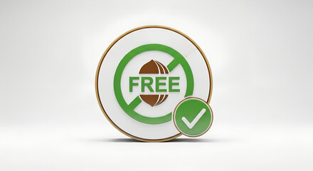 Nuts free badge with checkmark on circular green background  