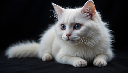 Obraz premium Fluffy White Cat Portrait