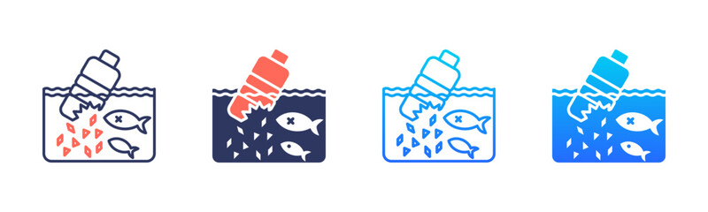 Microplastic Pollution Icon Pack In Multiple Styles