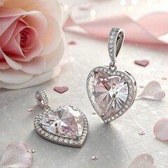 Heart-Shaped Pink Gemstone Pendants