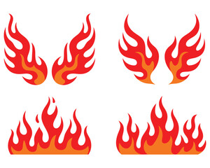 Four stylized flame icons for a retro or vintage design theme