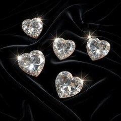 Title: Heart-Shaped Diamond Elegance on Black Velvet

