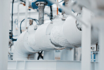 Cryogenic Piping, Insulated LNG Lines with Frost Build-up on Dual Fuel LNG Powered Vessel