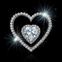 Diamond Heart-Shaped Luxury Brooch – Elegant Sparkling Jewelry Piece of Love and Romance
