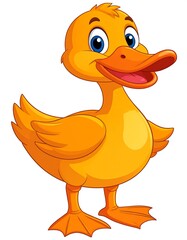 Cheerful cartoon duck with bright yellow feathers and a happy expression