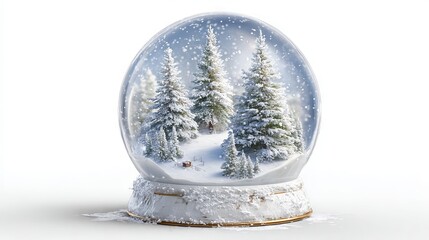 Clean snow globe on white background isolated transparent crystal ball winter holiday decoration mockup minimal festive design element for branding greeting cards product display and social media