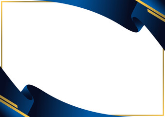 luxury blue navy banner border corner certificate frame design with golden line