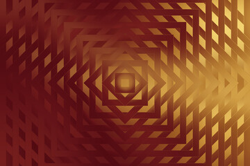Illustration of abstract geometric pattern with concentric squares and diamond shapes in a warm gradient of red and gold