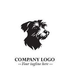 Cute Head of Dog Logo Symbol in Black on White Background with Modern Minimalist Design