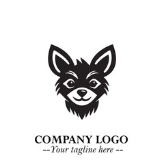 Cute Head of Dog Logo Symbol in Black on White Background with Modern Minimalist Design
